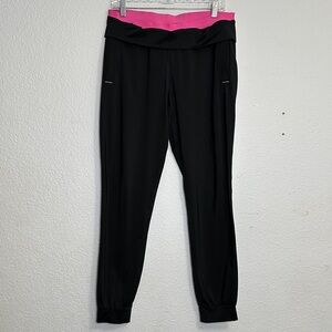 Adidas Climalite Black Pink Women’s Medium Pull On Joggers Athletic Gym